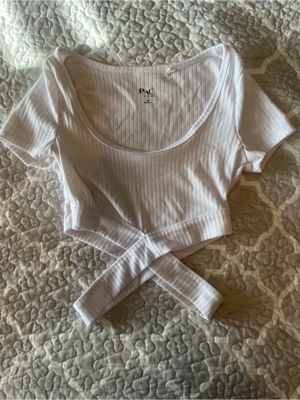 PacSun White Ribbed Scoop Wrap Crop Top